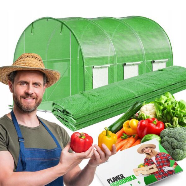 tunel foliowy ogrodowy szklarnia 4,5x2x2m folia 9m² foliak uv 4 premium